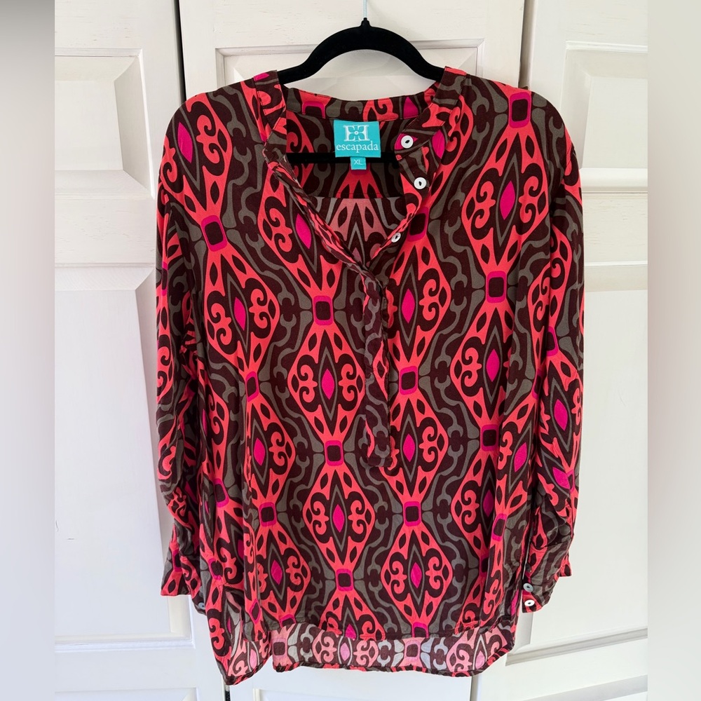 Escapada Vibrant Pink and Brown Blouse